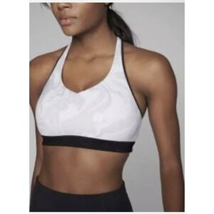 Athleta Womens Athletic Sports Bra  Black and White Strappy XXS‎
